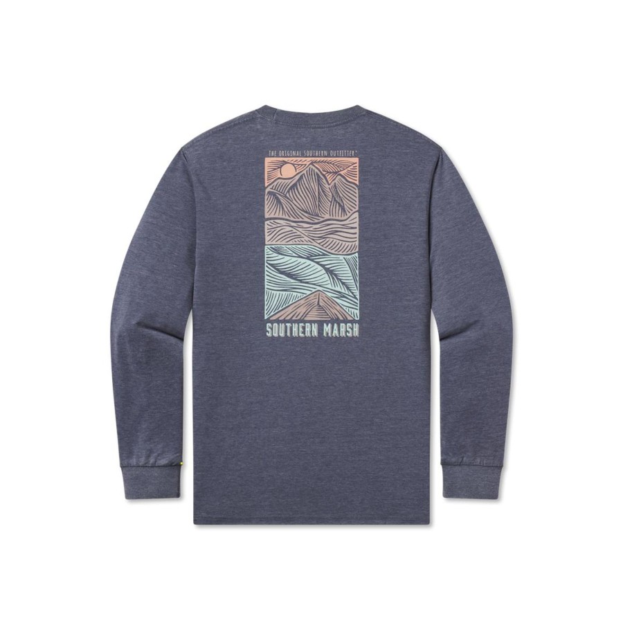 Women'S Southern Marsh Seawash Long Sleeve Tees | Seawash Tee | Woodcut Canoe | Long Sleeve