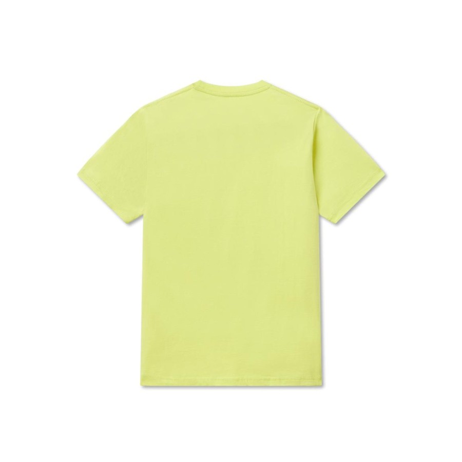 Youth Southern Marsh Original Tees | Youth Embroidered Pocket Tee Electric Lime With Pink Duck