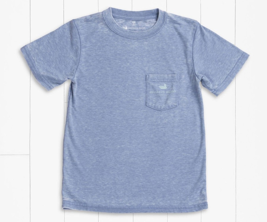 Youth Southern Marsh Seawash Tees | Youth Seawash Branding Tee | Sailfish Washed Blue