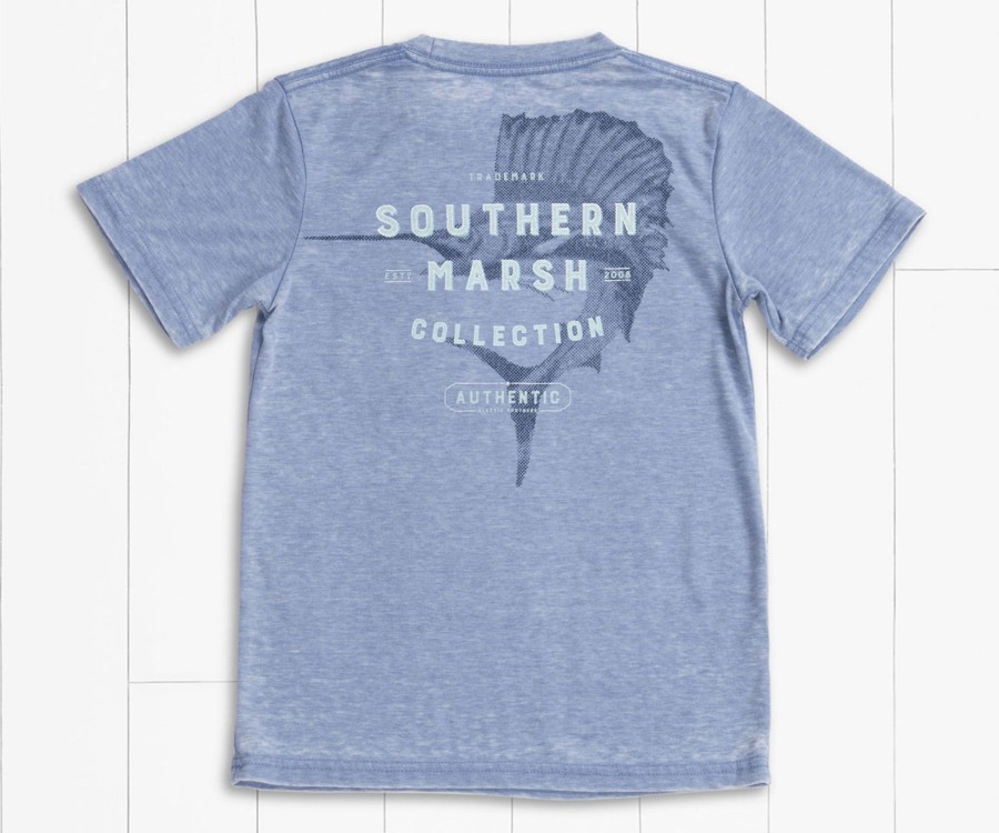 Youth Southern Marsh Seawash Tees | Youth Seawash Branding Tee | Sailfish Washed Blue