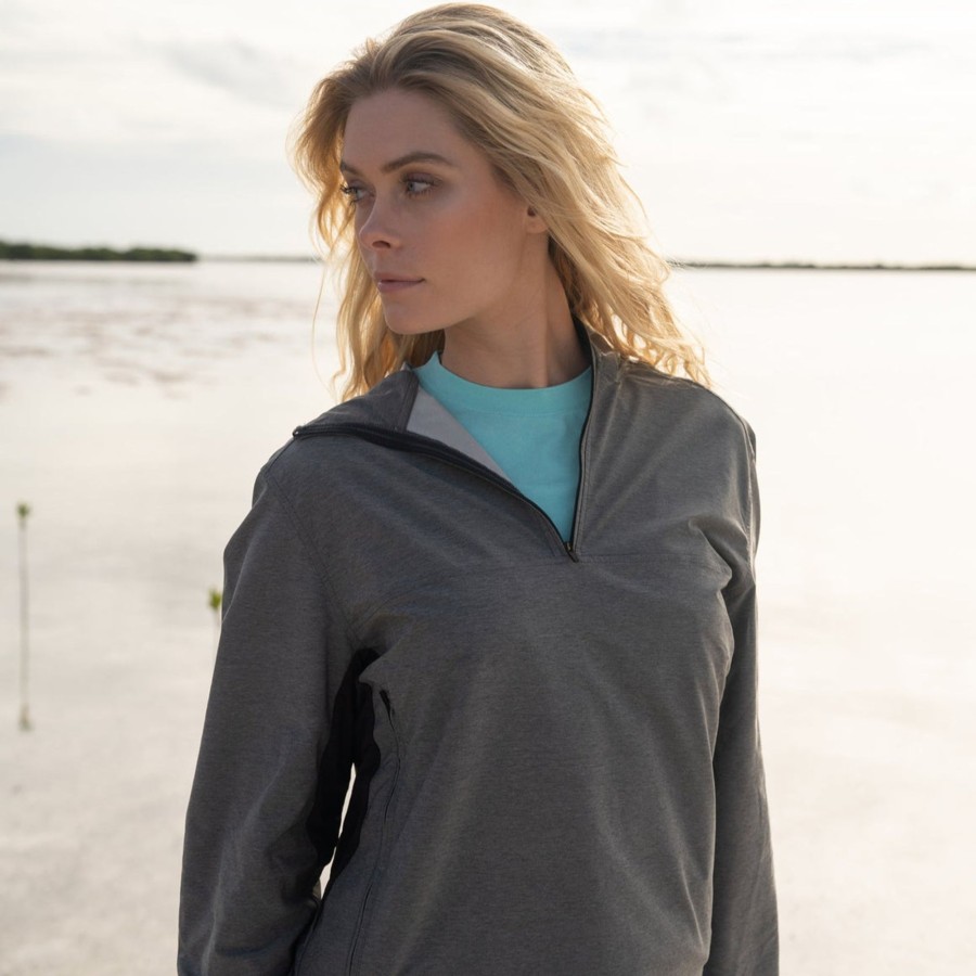 Women'S Southern Marsh Pullovers And Sweaters | Yucatan Ultralight Performance Pullover Midnight Gray