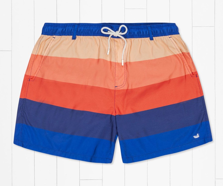 Men'S Southern Marsh Swim Trunks | Harbor Trunk | Horizon Stripe