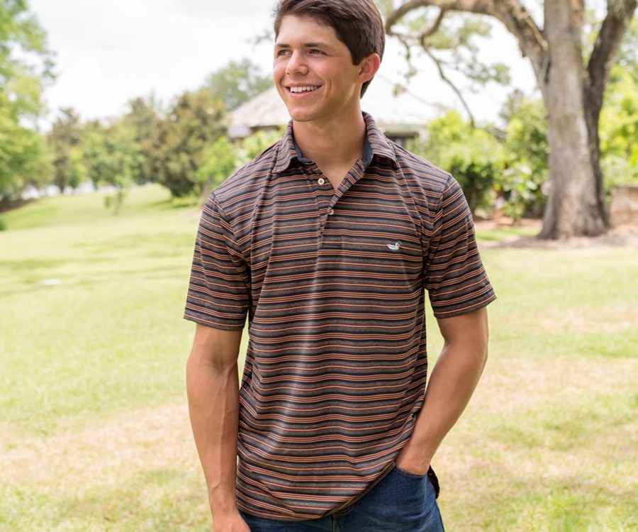 Men'S Southern Marsh Polos | Bermuda Performance Polo - Aiken Navy And Orange