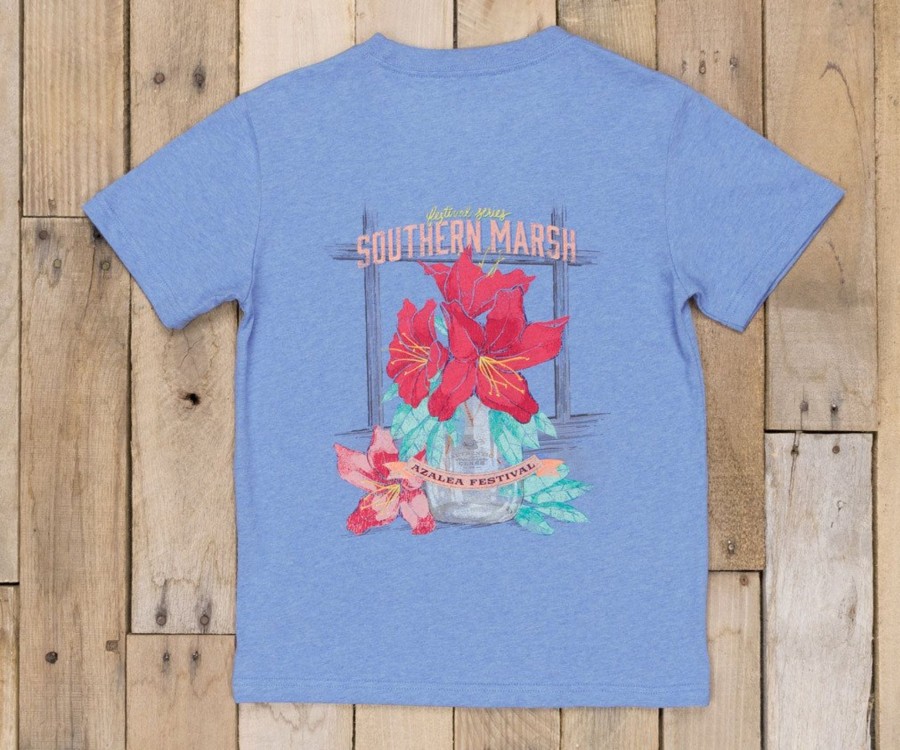 Youth Southern Marsh Original Tees | Youth Festival Series Tee | Azalea Washed Blue Heather