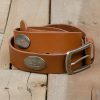 Accessories Southern Marsh Belts | Heritage Medallion Leather Belt Walnut With Pewter