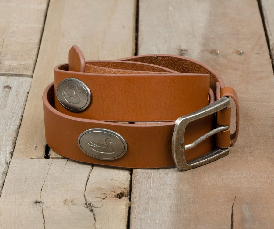 Accessories Southern Marsh Belts | Heritage Medallion Leather Belt Walnut With Pewter