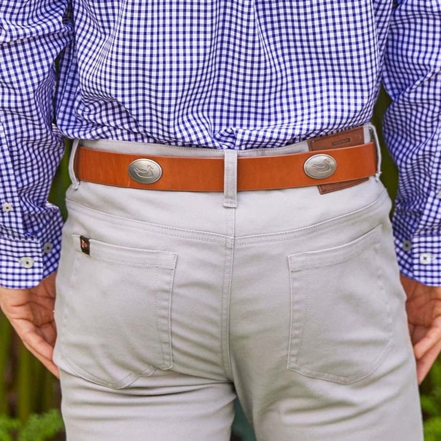 Accessories Southern Marsh Belts | Heritage Medallion Leather Belt Walnut With Pewter