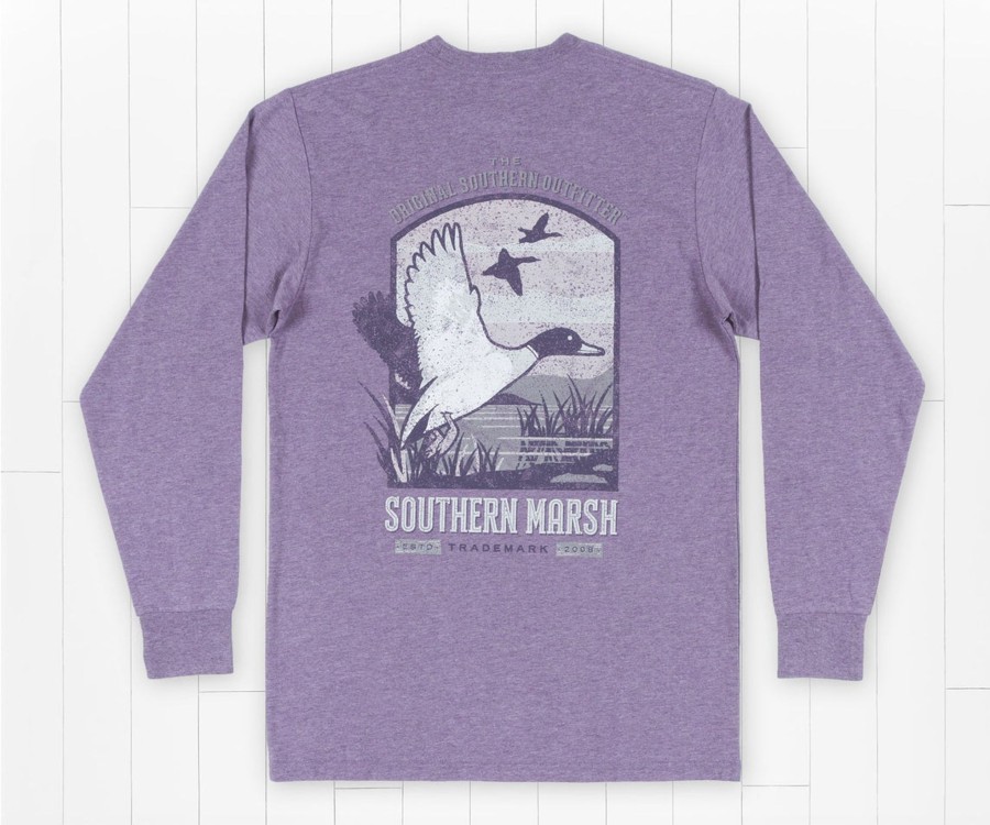 Men'S Southern Marsh Original Ls Tees | Vistas Mallard Tee - Long Sleeve Washed Iris