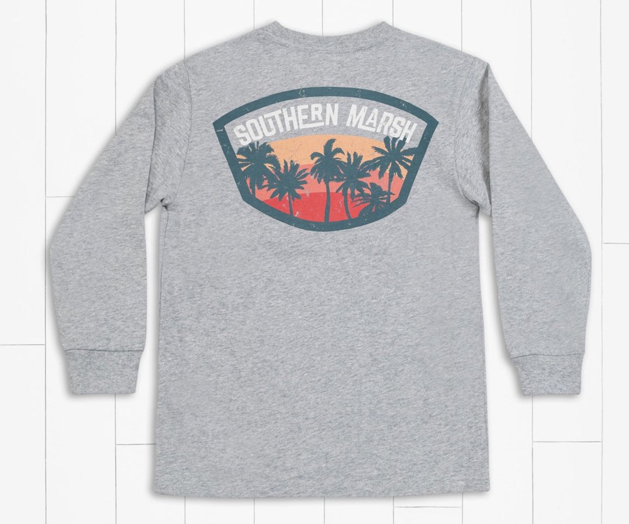 Youth Southern Marsh Original Long Sleeve Tees | Youth Fading Fast Tee - Long Sleeve Light Gray