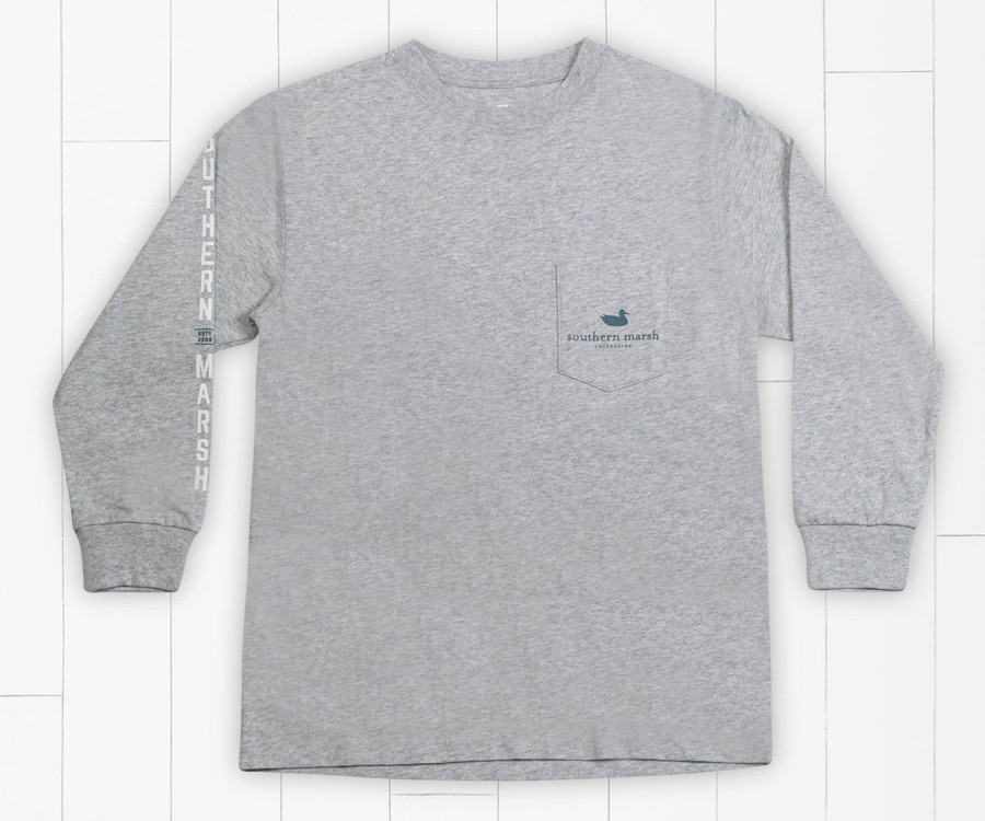 Youth Southern Marsh Original Long Sleeve Tees | Youth Fading Fast Tee - Long Sleeve Light Gray