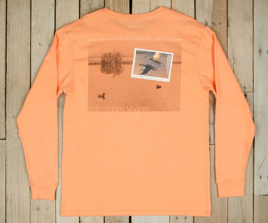 Men'S Southern Marsh Original Ls Tees | Mallard Morning Tee - Long Sleeve Melon