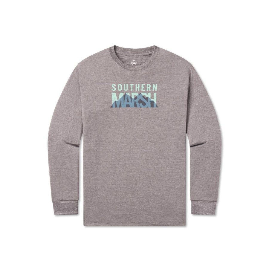 Youth Southern Marsh Performance Long Sleeve Tees | Youth Fieldtec Performance Tee | Marsh Mountains | Long Sleeve Midnight Gray