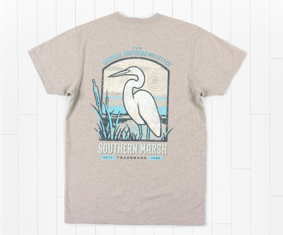 Men'S Southern Marsh Original Ss Tees | Vistas Egret Tee Washed Burnt Taupe