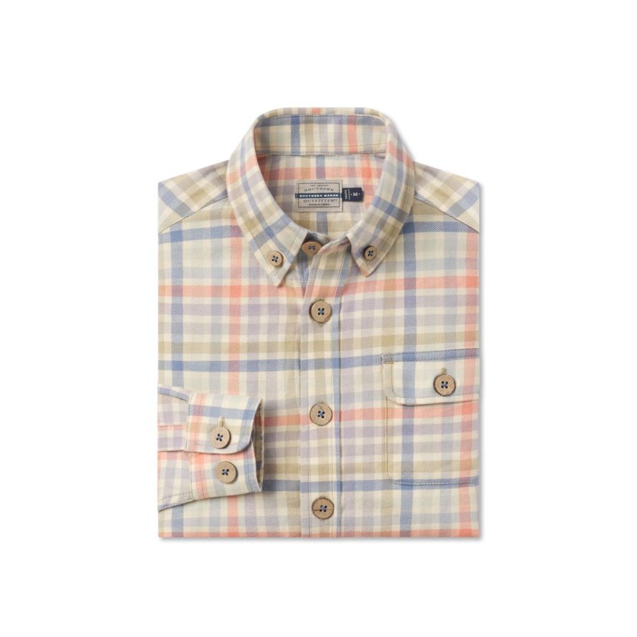 Youth Southern Marsh Dress Shirts | Youth Adrian Check Flannel Tan And Sage