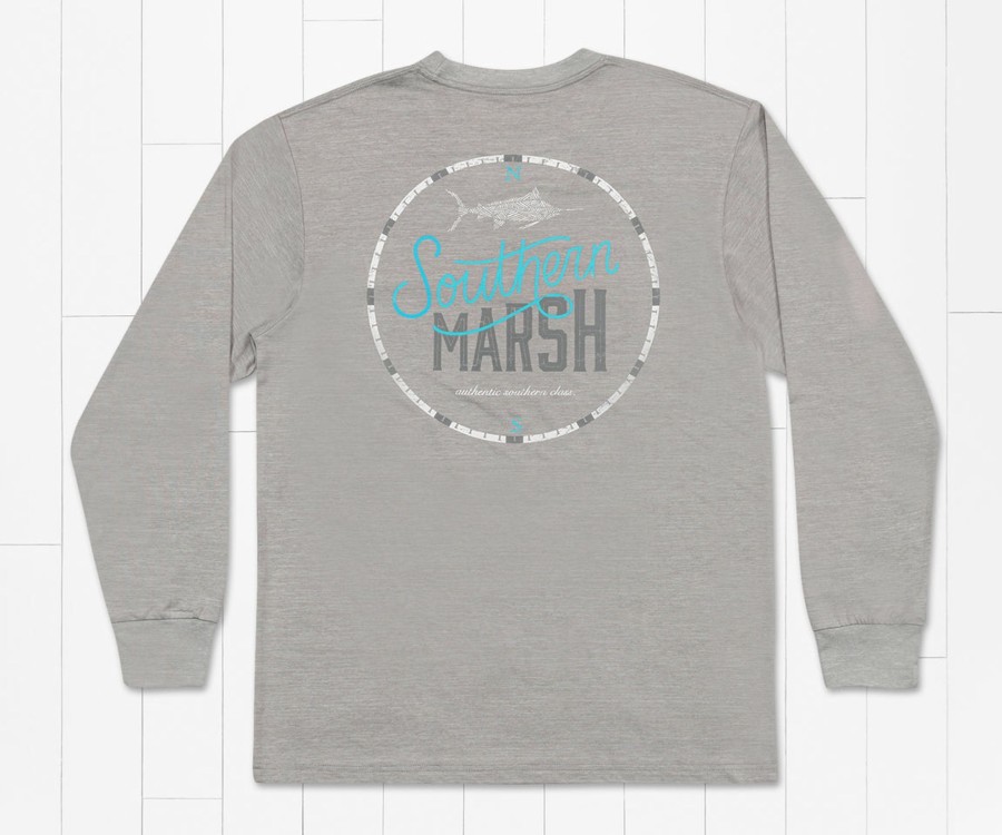 Men'S Southern Marsh Fishing Shirts | Fieldtec Heathered Performance Tee | Marlin Time | Long Sleeve