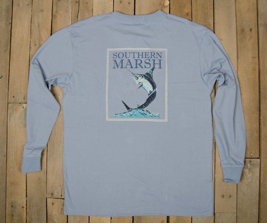 Women'S Southern Marsh Original Long Sleeve Tees | Blue Marlin Fishing Tee - Long Sleeve