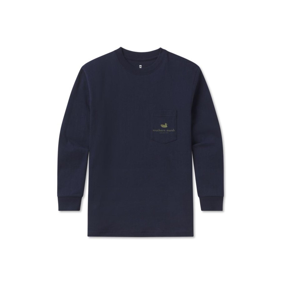 Youth Southern Marsh Original Long Sleeve Tees | Youth Landing Zone Tee - Long Sleeve Navy