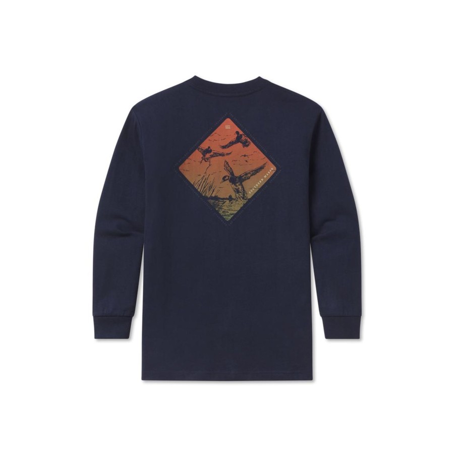 Youth Southern Marsh Original Long Sleeve Tees | Youth Landing Zone Tee - Long Sleeve Navy