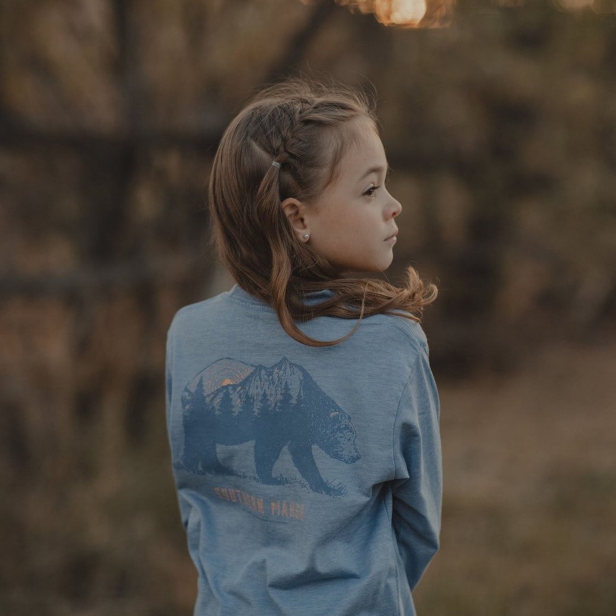 Youth Southern Marsh Seawash Long Sleeve Tees | Youth Seawash Tee - Barely Light - Long Sleeve Washed Blue