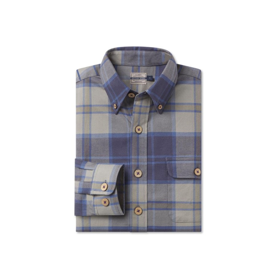 Men'S Southern Marsh Flannel | Llano Bend Flannel Slate And Dark Olive