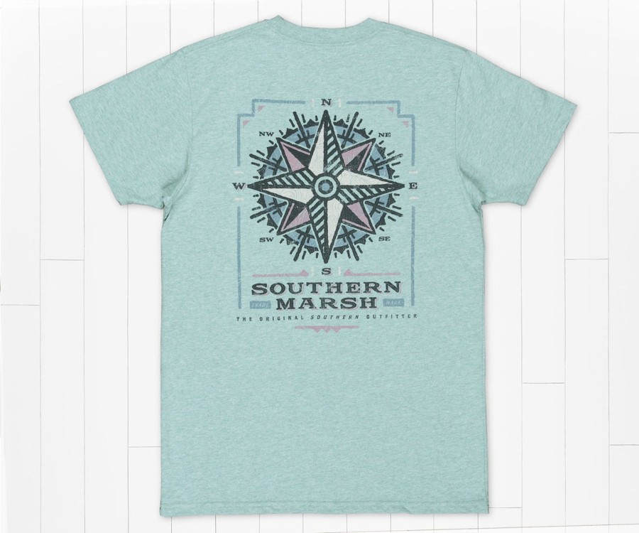 Women'S Southern Marsh Original Tees | Branding Collection Tee | Compass Washed Moss Blue