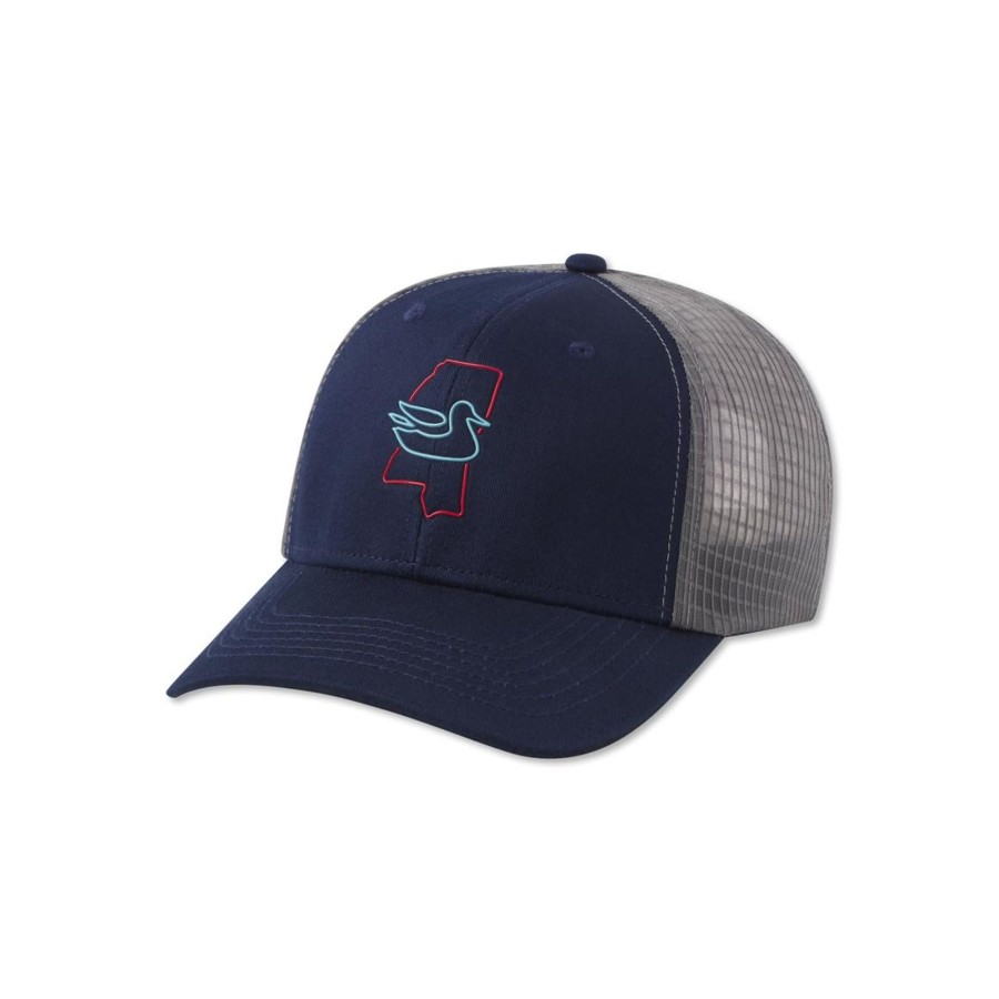 Women'S Southern Marsh Hats & Visors | Trucker Hat - Original Outline - Mississippi Navy