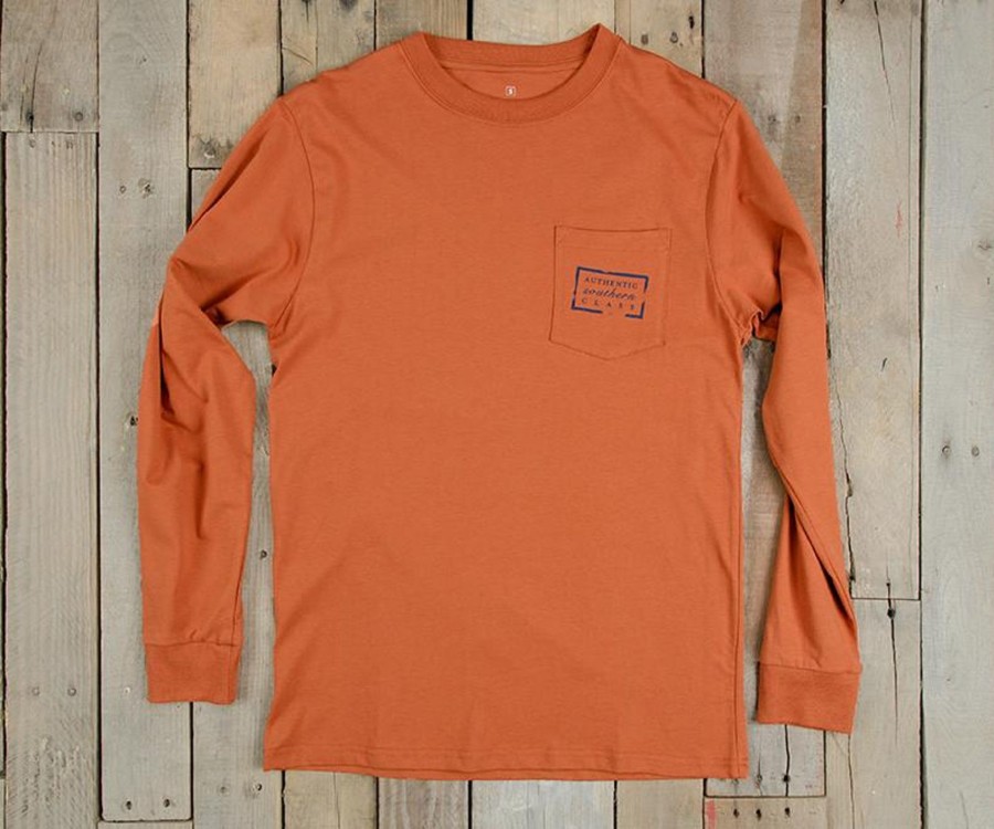 Men'S Southern Marsh Original Ls Tees | Authentic Heritage Tee | Texas | Long Sleeve Burnt Orange