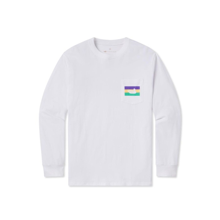 Youth Southern Marsh Original Long Sleeve Tees | Youth Sm Color Bands | Mardi Gras White