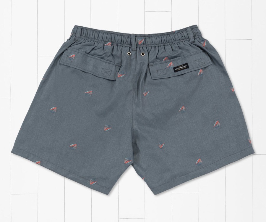 Men'S Southern Marsh Swim Trunks | Dockside Swim Trunk | Chambray Fly Navy Chambray Fly