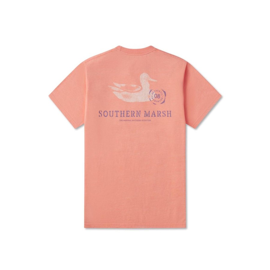 Women'S Southern Marsh Seawash Tees | Seawash Tee - Stamped Duck Peach