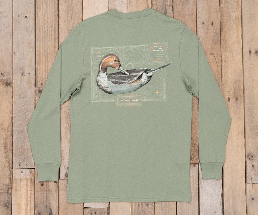 Women'S Southern Marsh Original Long Sleeve Tees | Vintage Decoy Pintail Tee - Long Sleeve Bay Green