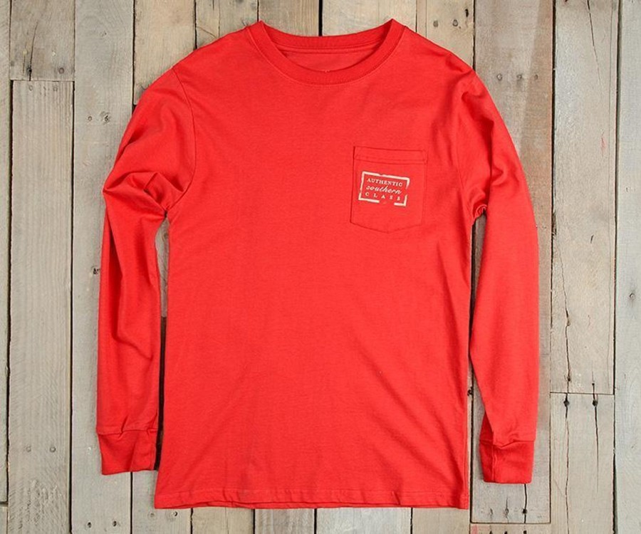 Women'S Southern Marsh Original Long Sleeve Tees | Authentic Heritage Tee | Georgia | Long Sleeve Red