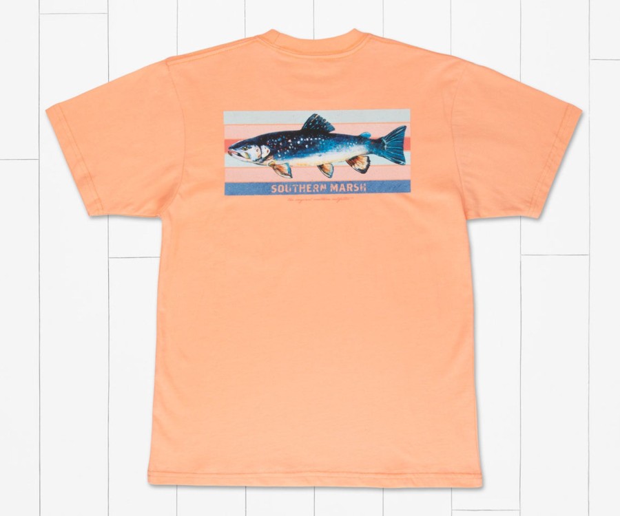 Youth Southern Marsh Original Tees | Youth Fishing Lines Tee - Brook Trout Peach