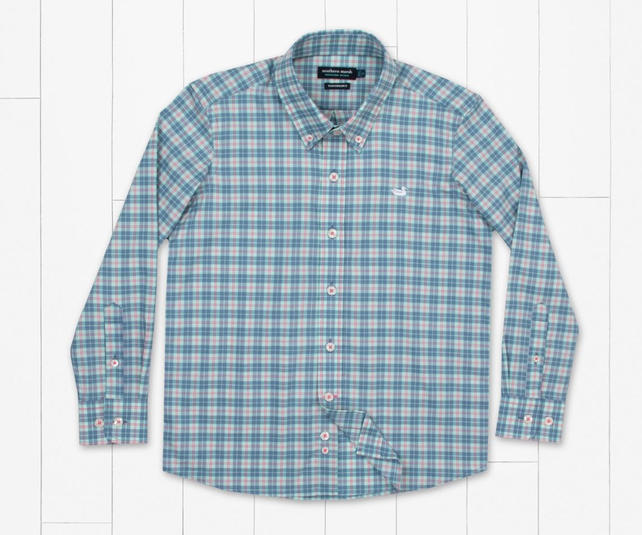 Youth Southern Marsh Dress Shirts | Youth Kennedy Performance Dress Shirt Slate And Mint