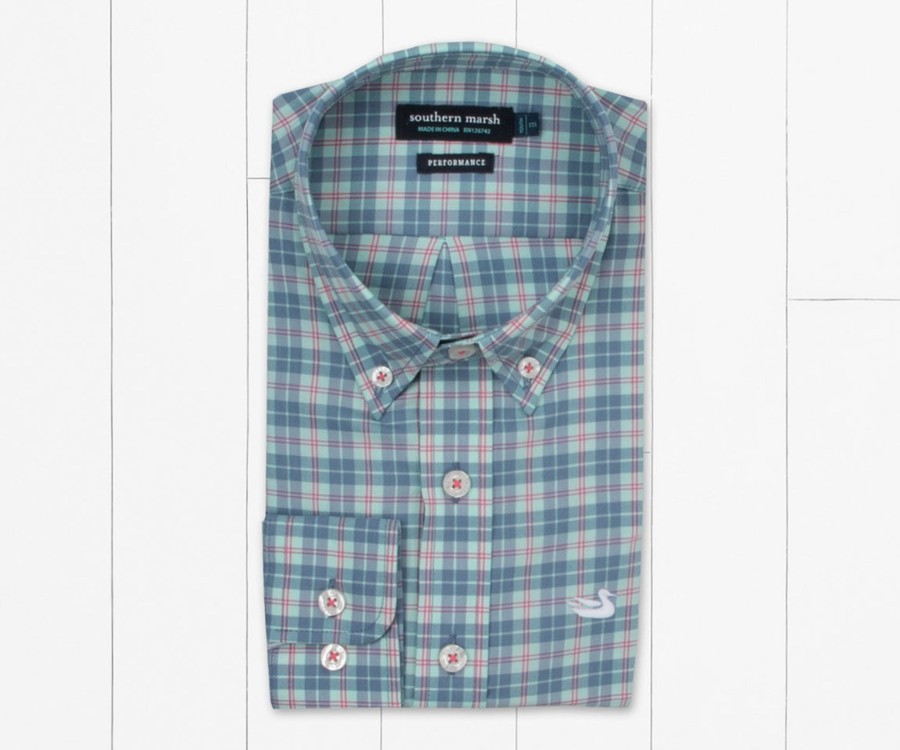 Youth Southern Marsh Dress Shirts | Youth Kennedy Performance Dress Shirt Slate And Mint