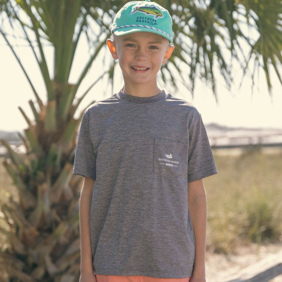 Youth Southern Marsh Performance Tees | Youth Fieldtec Heathered Tee - Quad Lures Midnight Gray Heather