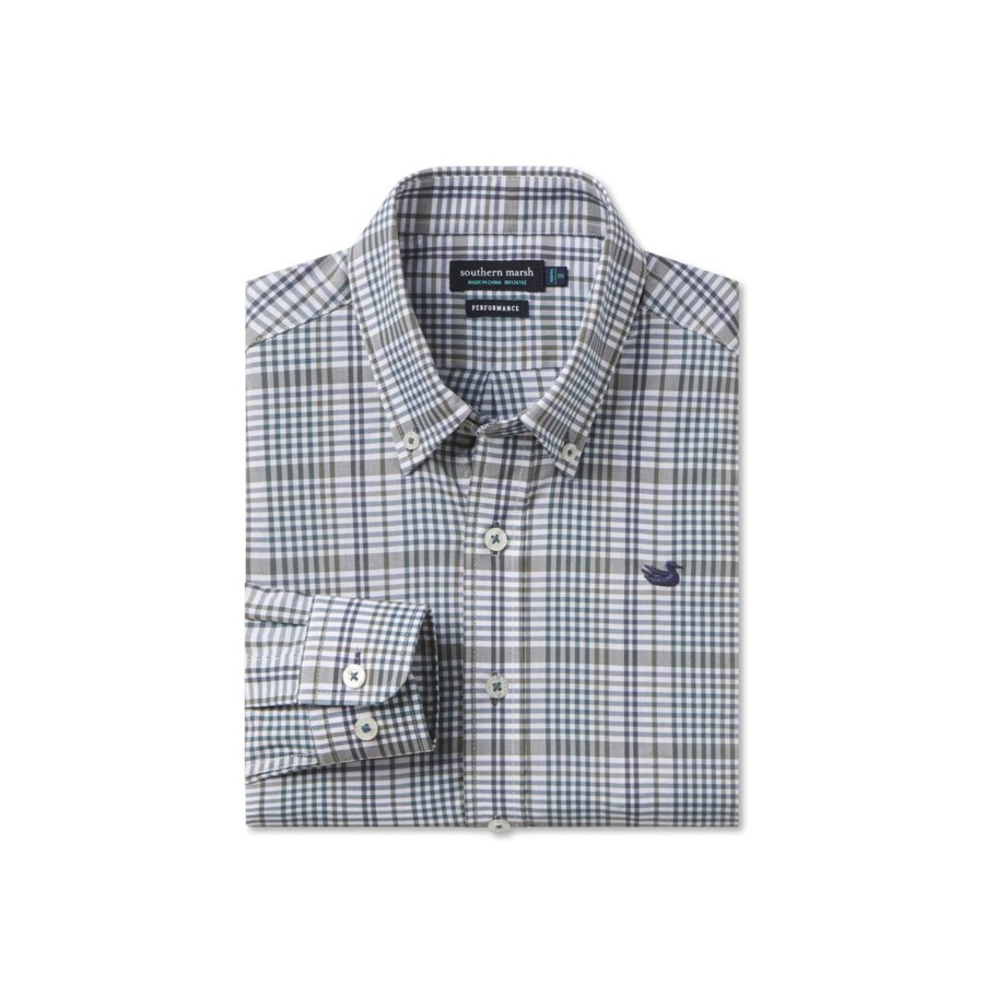 Youth Southern Marsh Dress Shirts | Youth Shores Windowpane Performance Dress Shirt