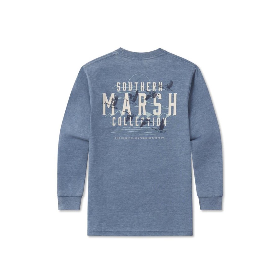 Youth Southern Marsh Seawash Long Sleeve Tees | Youth Seawash Tee | Etched Formation | Long Sleeve Slate