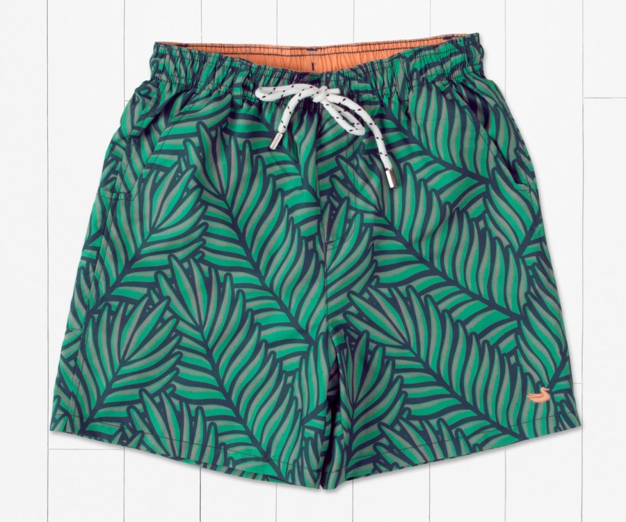 Youth Southern Marsh Swim Trunks | Youth Dockside Swim Trunk - Palmdale Playa Navy And Green