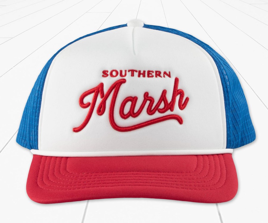 Youth Southern Marsh Hats | Youth Summer Trucker Hat - Branding Red White And Blue