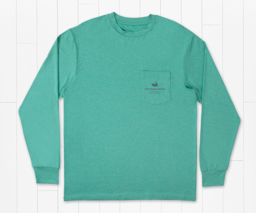 Men'S Southern Marsh Performance Long Sleeve Tees | Fieldtec Featherlight Tee - Marlin Waves - Long Sleeve