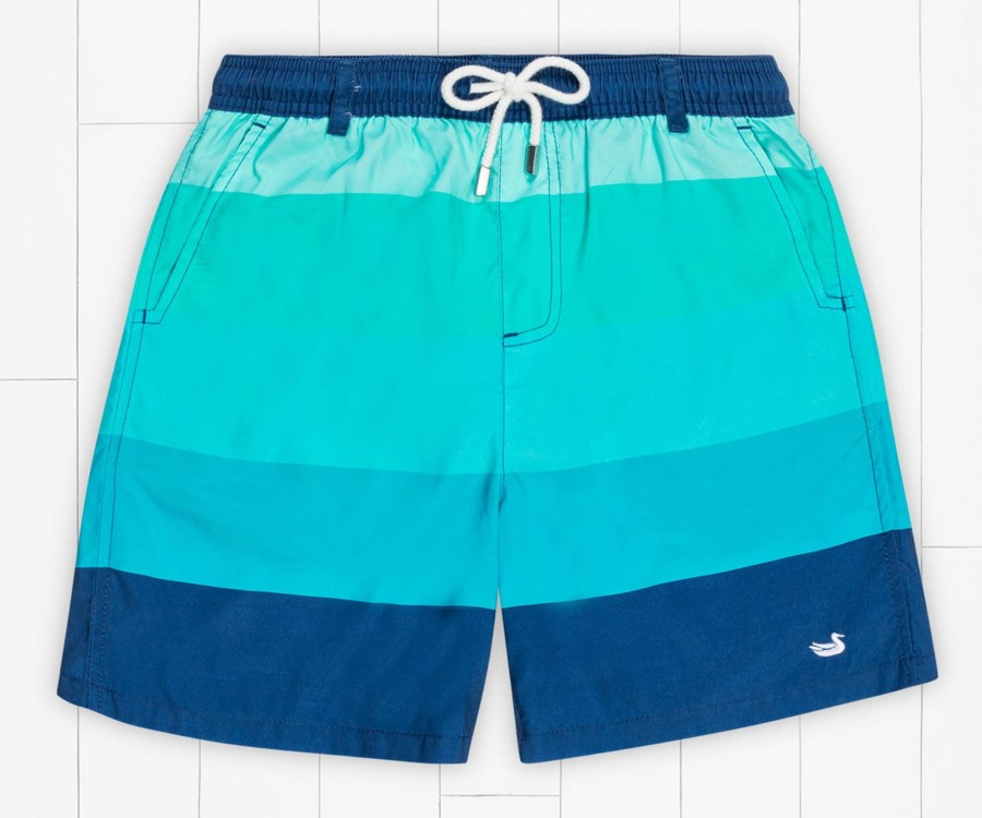 Youth Southern Marsh Swim Trunks | Youth Harbor Trunk | Horizon Stripe