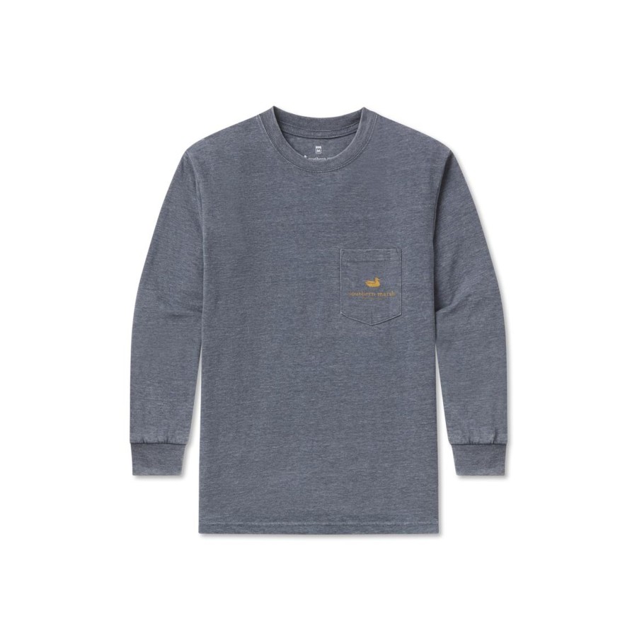 Youth Southern Marsh Seawash Long Sleeve Tees | Youth Seawash Tee - Marsh Mercantile Co. - Long Sleeve Midnight Gray