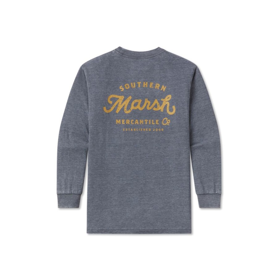 Youth Southern Marsh Seawash Long Sleeve Tees | Youth Seawash Tee - Marsh Mercantile Co. - Long Sleeve Midnight Gray