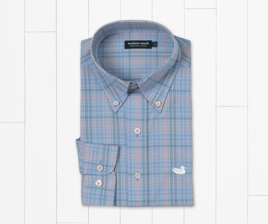 Men'S Southern Marsh Wrinkle-Free | Aiken Windowpane Wrinkle Free Dress Shirt