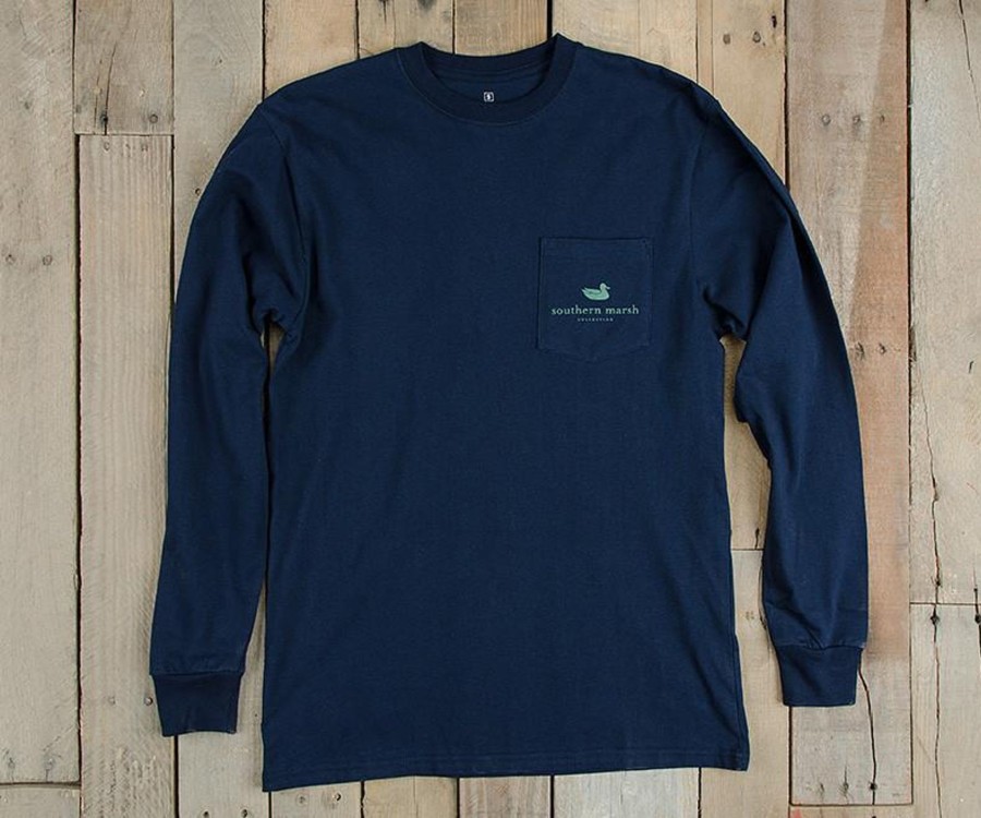 Women'S Southern Marsh Original Long Sleeve Tees | Expedition Series Tee - Pelican - Long Sleeve Navy