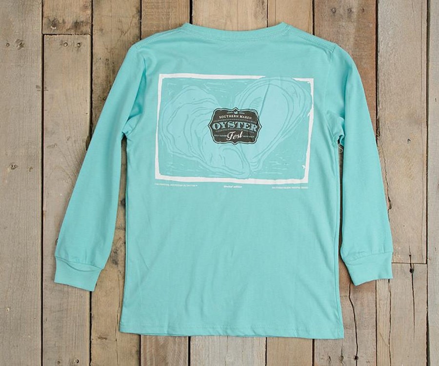 Women'S Southern Marsh Original Long Sleeve Tees | Oyster Festival Tee - Long Sleeve Antigua Blue