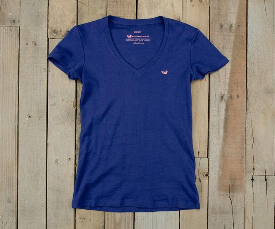 Women'S Southern Marsh Women'S Fit Tops | Caroline V-Neck Tee - Cotton