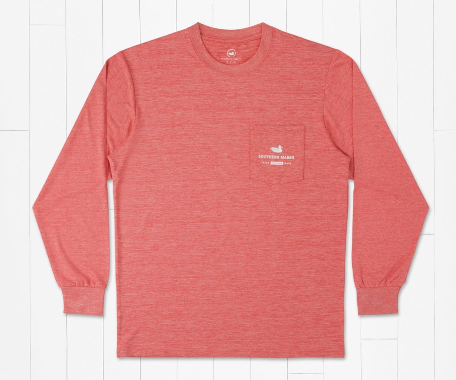 Men'S Southern Marsh Performance Long Sleeve Tees | Fieldtec Heathered Tee - Swordfish - Long Sleeve Strawberry Fizz