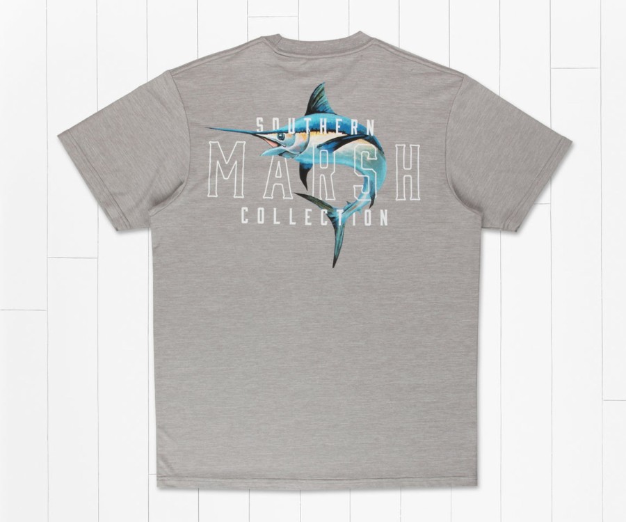 Women'S Southern Marsh Performance Tees | Fieldtec Heathered Tee - Swordfish